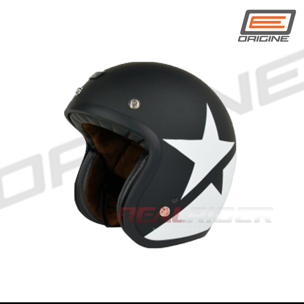 Star Rider Helmet ORIGINE PRIMO JET HELMETS STAR MATT WHITE/BLACK - REALRIDER